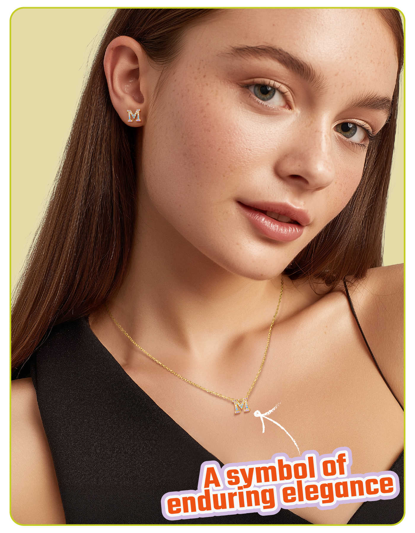 Just Being Cute Initial Necklace for Women Dainty Rainbow Cubic Zirconia Letter A-Z Pendant, Gold Plated Personalized Name Necklaces Birthday Christmas Jewelry Gifts for Her