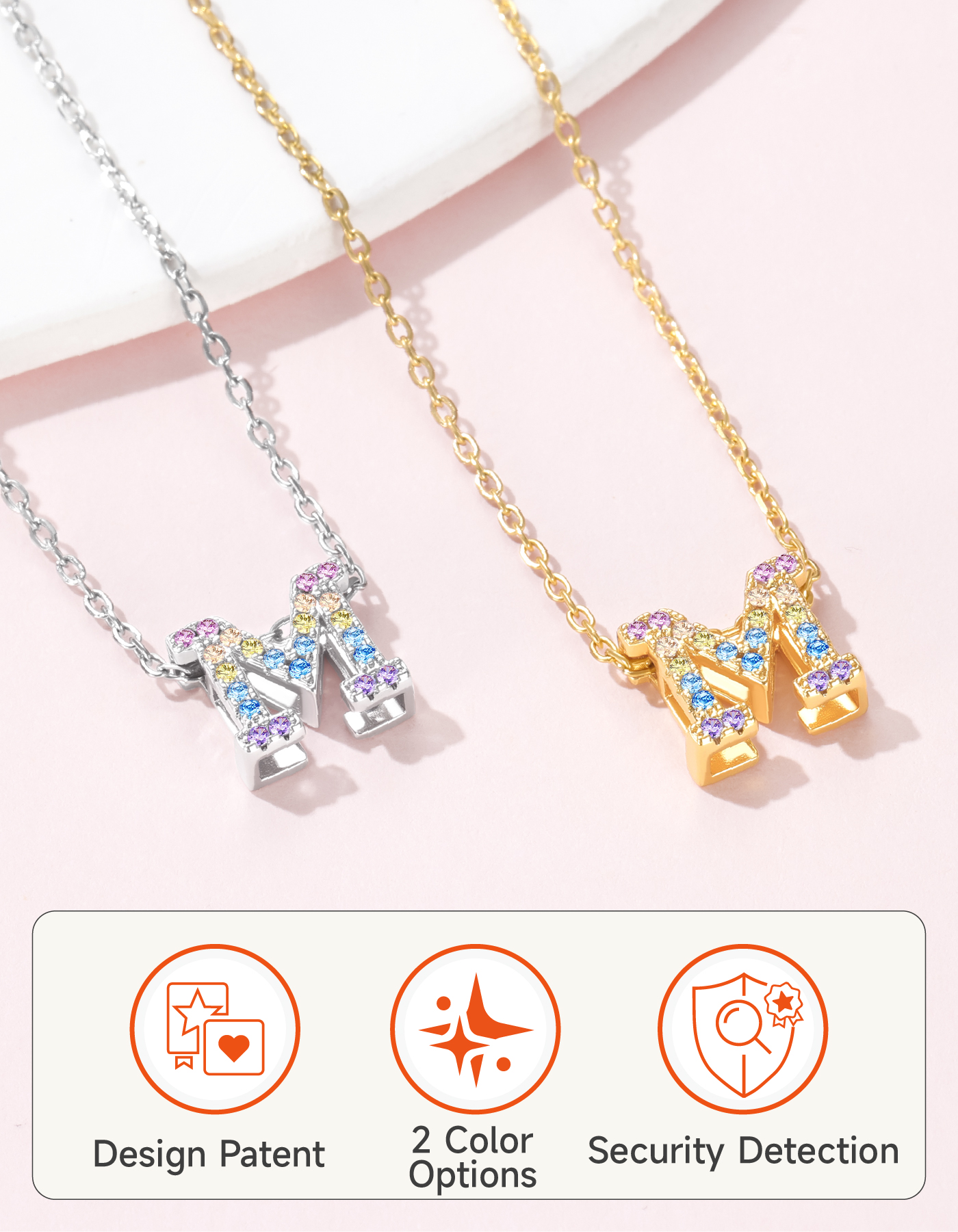 Just Being Cute Initial Necklace for Women Dainty Rainbow Cubic Zirconia Letter A-Z Pendant, Gold Plated Personalized Name Necklaces Birthday Christmas Jewelry Gifts for Her