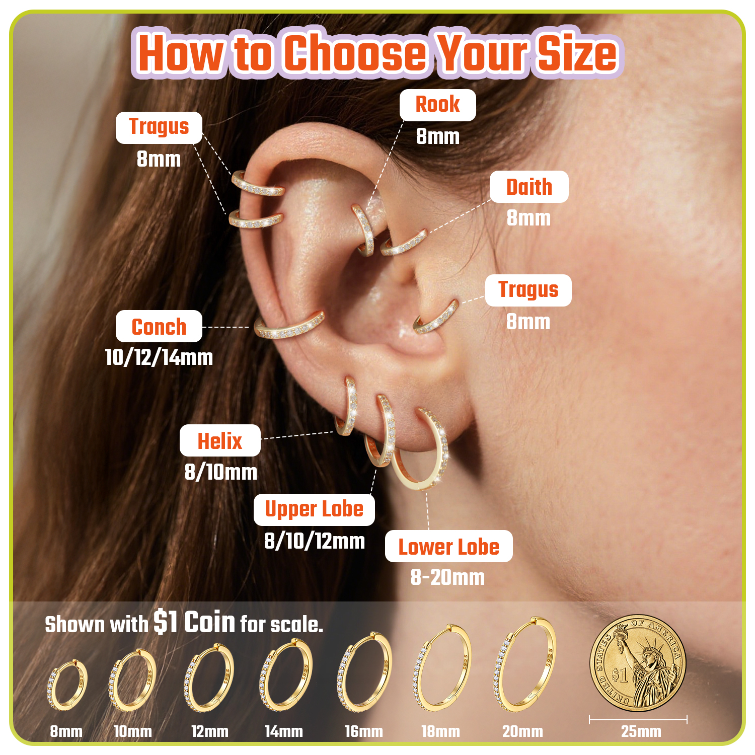 Just Being Cute White Gold Plated Hoop Earrings for Women, Lightweight Small Cubic Zirconia Huggie Hoop Earrings with 925 Sterling Silver Pins & Backs, Valentines Gifts for Her with Box