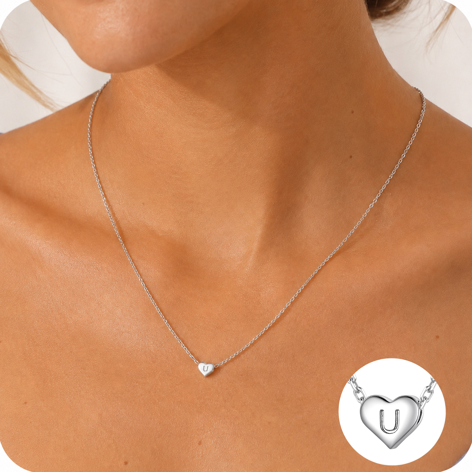 Just Being Cute Heart Necklaces for Women, 14K Gold Plated Love Initial A Pendant Necklace Jewelry Gifts for Her, Birthday/Christmas