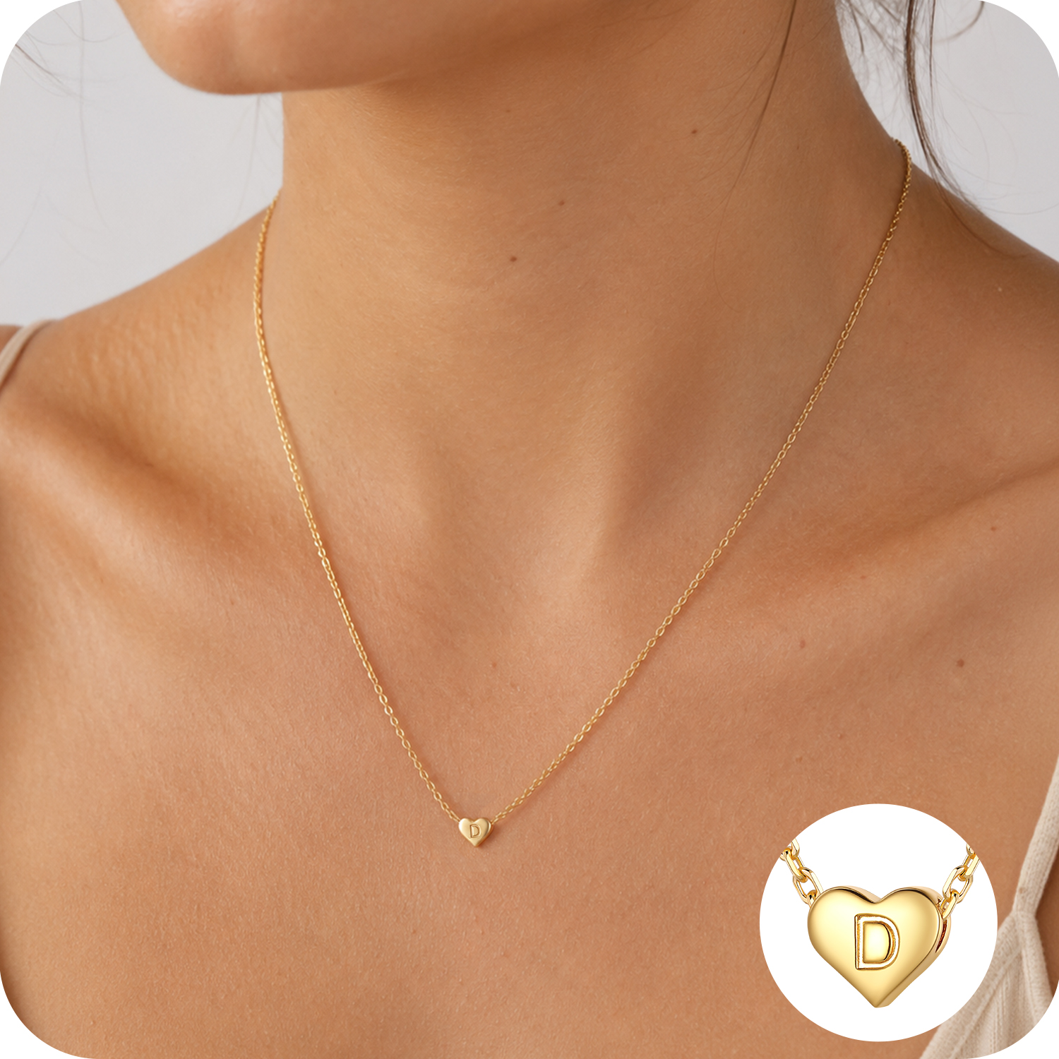 Just Being Cute Heart Necklaces for Women, 14K Gold Plated Love Initial A Pendant Necklace Jewelry Gifts for Her, Birthday/Christmas