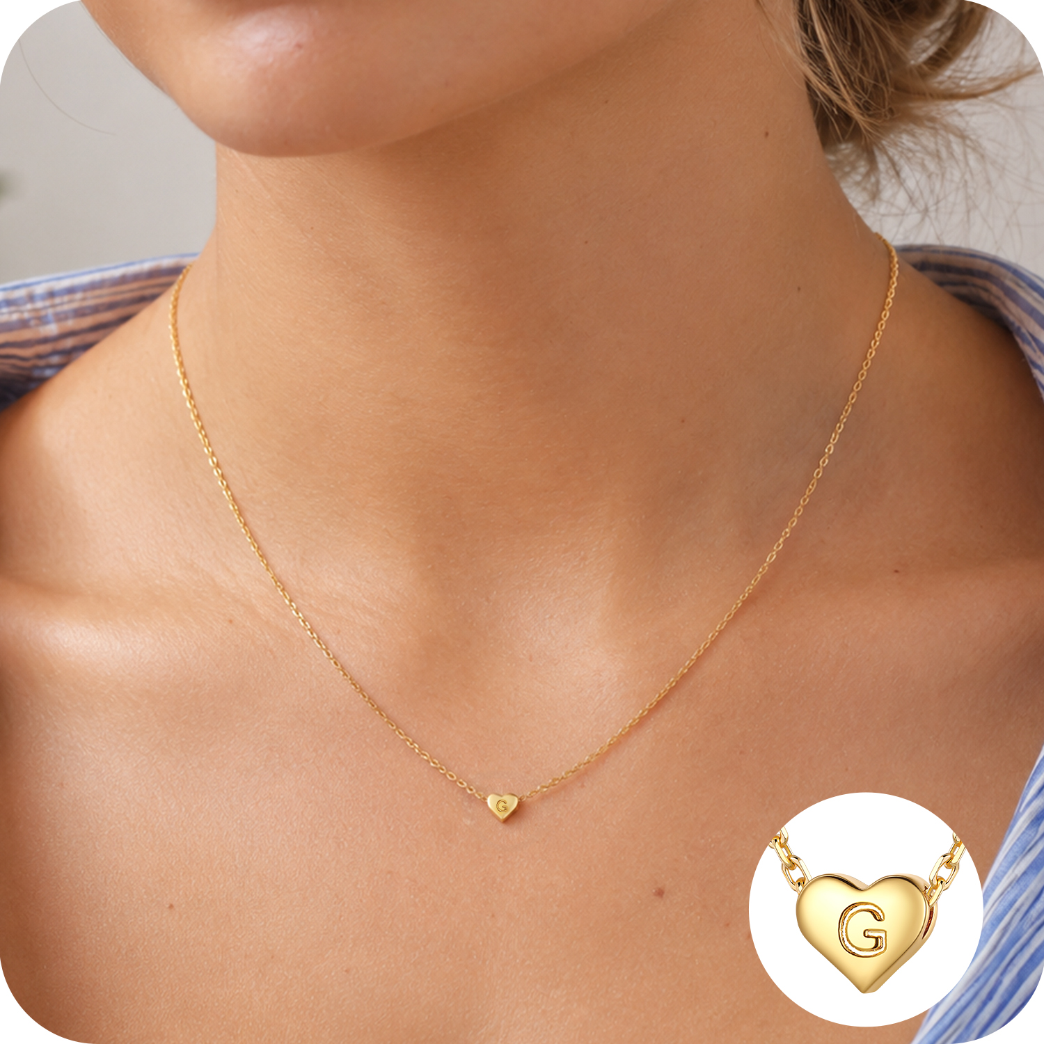 Just Being Cute Heart Necklaces for Women, 14K Gold Plated Love Initial A Pendant Necklace Jewelry Gifts for Her, Birthday/Christmas