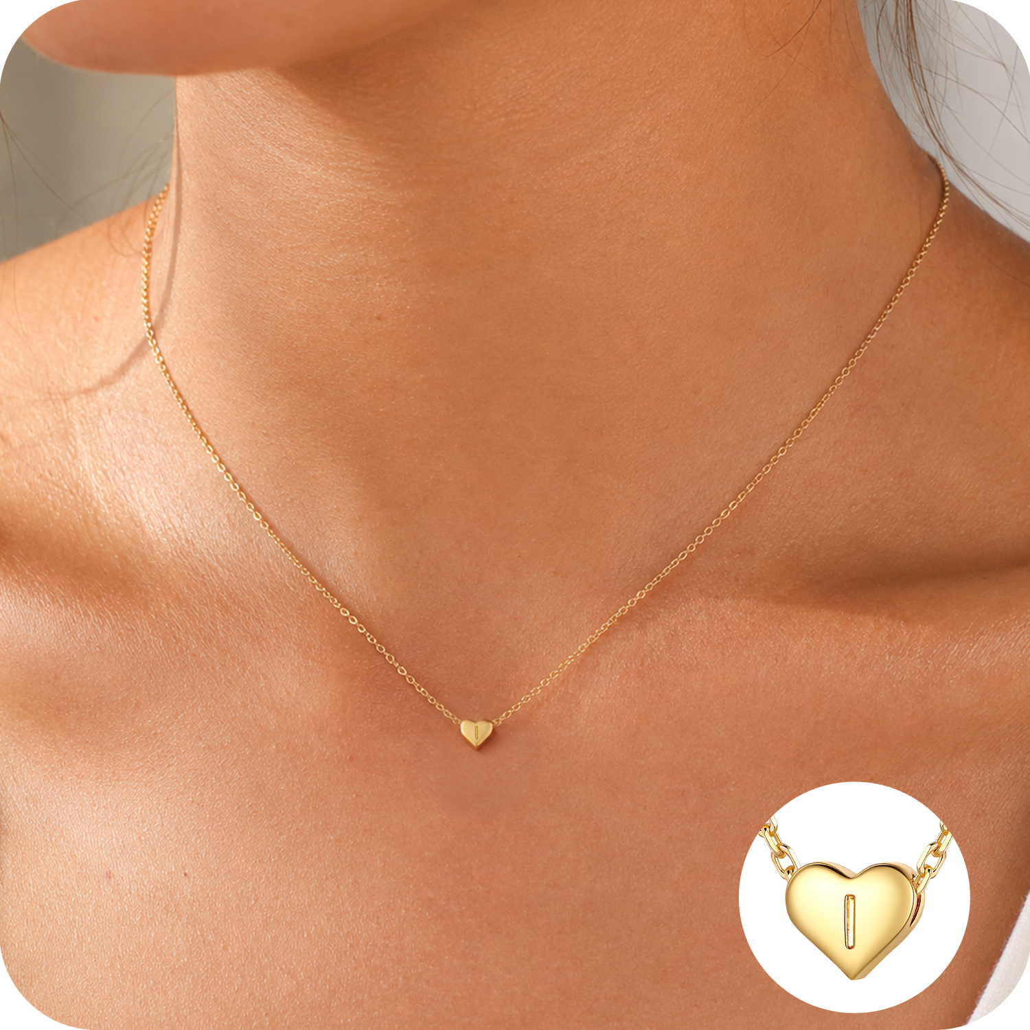 Just Being Cute Heart Necklaces for Women, 14K Gold Plated Love Initial A Pendant Necklace Jewelry Gifts for Her, Birthday/Christmas