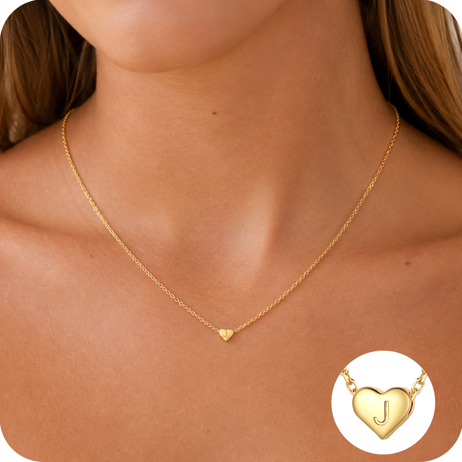 Just Being Cute Heart Necklaces for Women, 14K Gold Plated Love Initial A Pendant Necklace Jewelry Gifts for Her, Birthday/Christmas