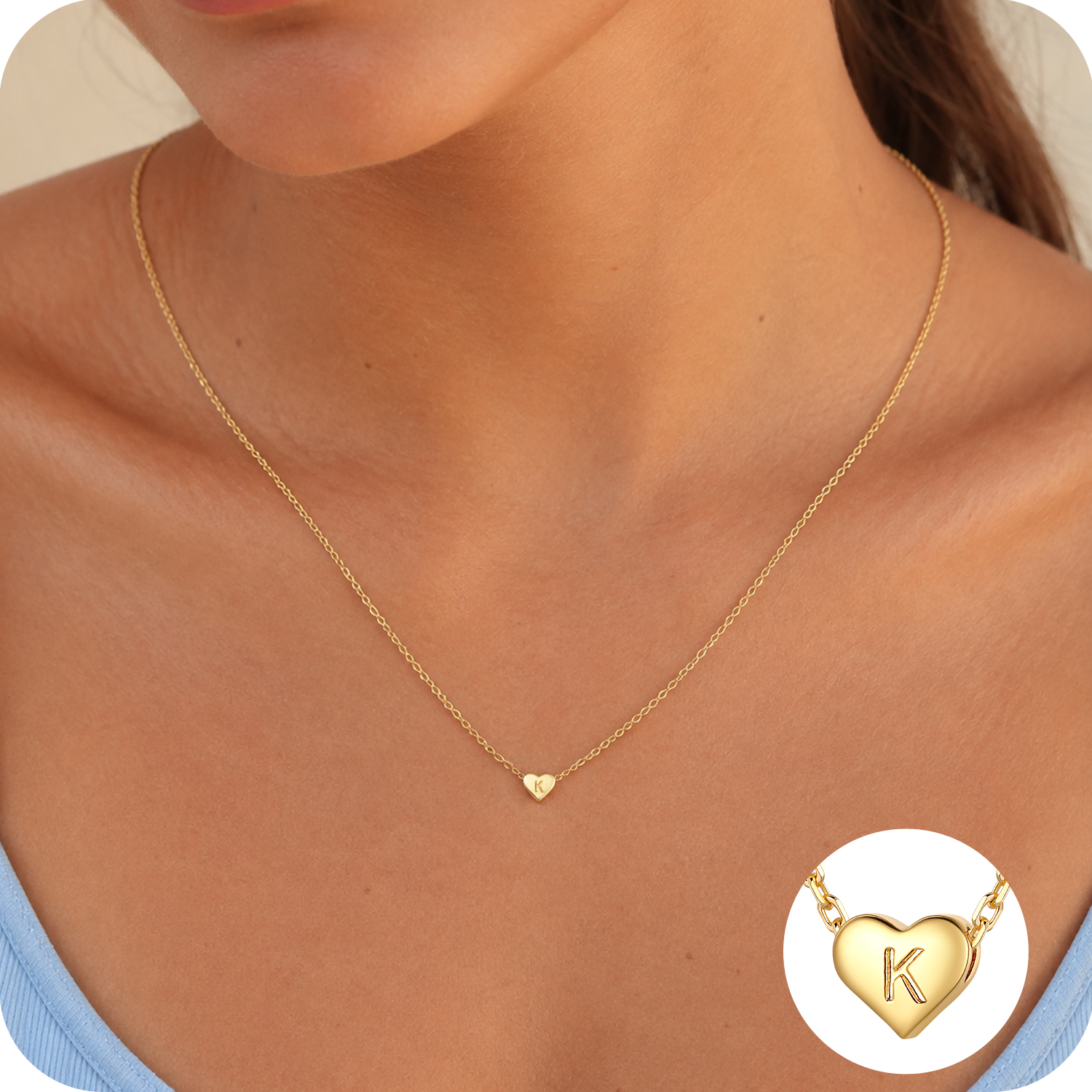 Just Being Cute Heart Necklaces for Women, 14K Gold Plated Love Initial A Pendant Necklace Jewelry Gifts for Her, Birthday/Christmas