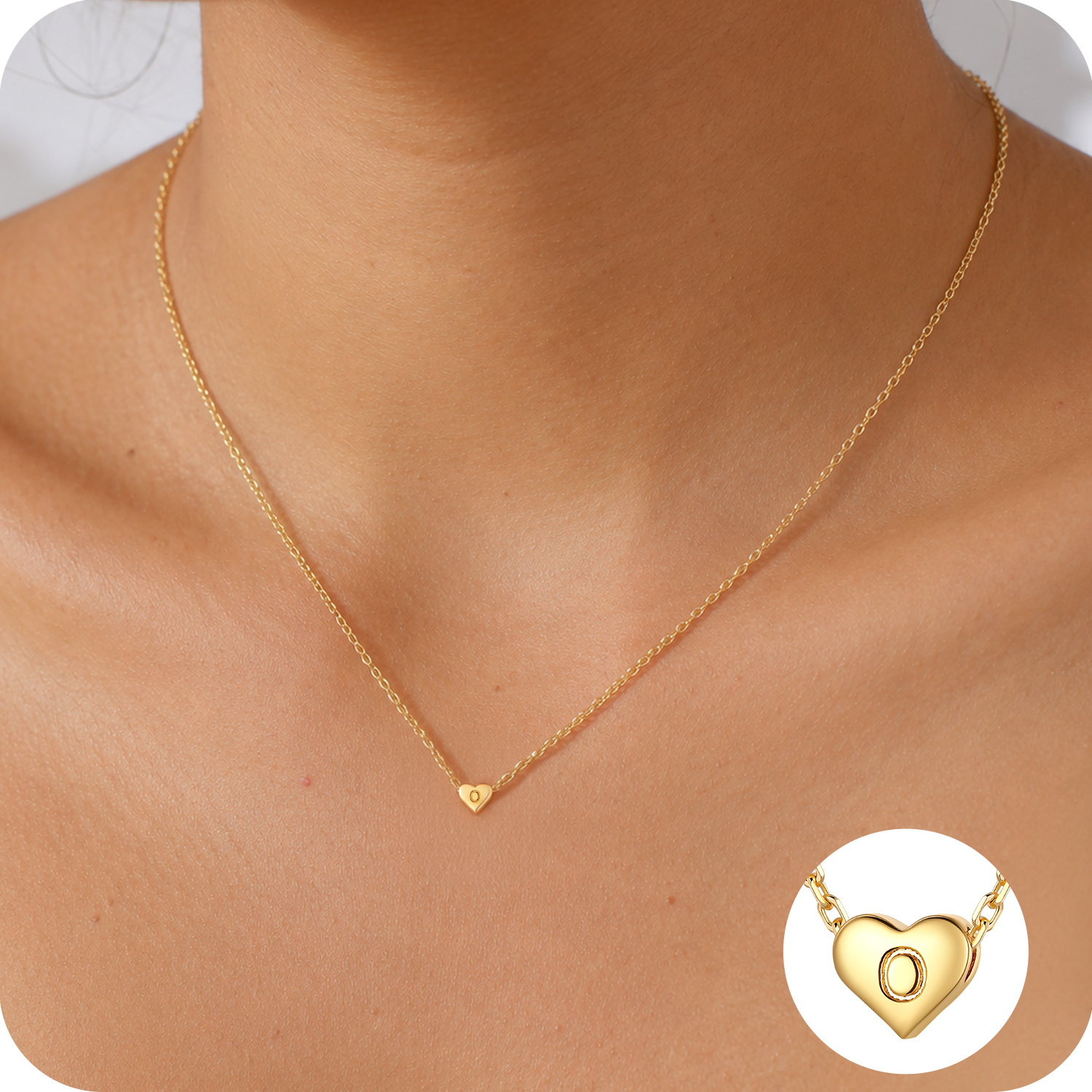 Just Being Cute Heart Necklaces for Women, 14K Gold Plated Love Initial A Pendant Necklace Jewelry Gifts for Her, Birthday/Christmas