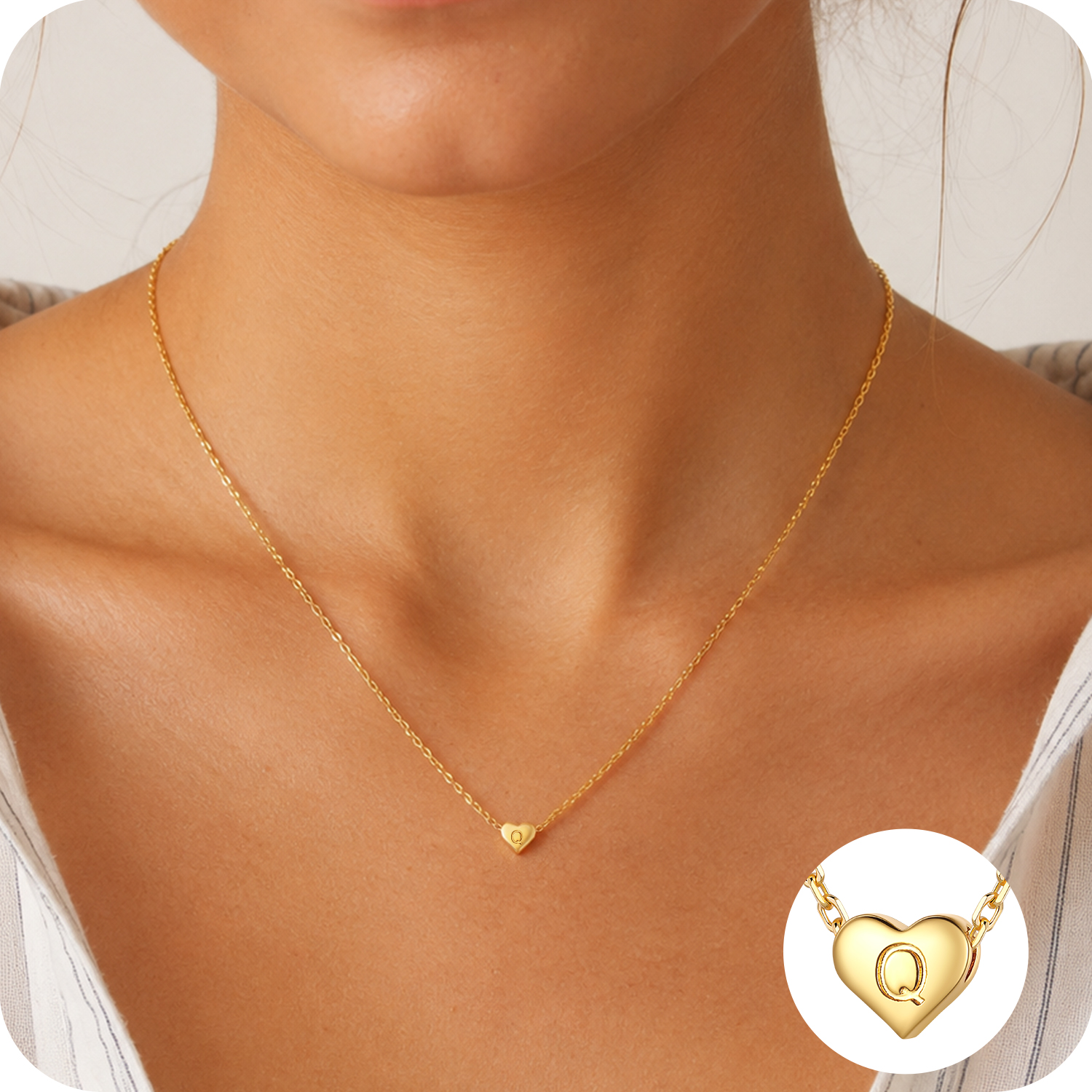 Just Being Cute Heart Necklaces for Women, 14K Gold Plated Love Initial A Pendant Necklace Jewelry Gifts for Her, Birthday/Christmas