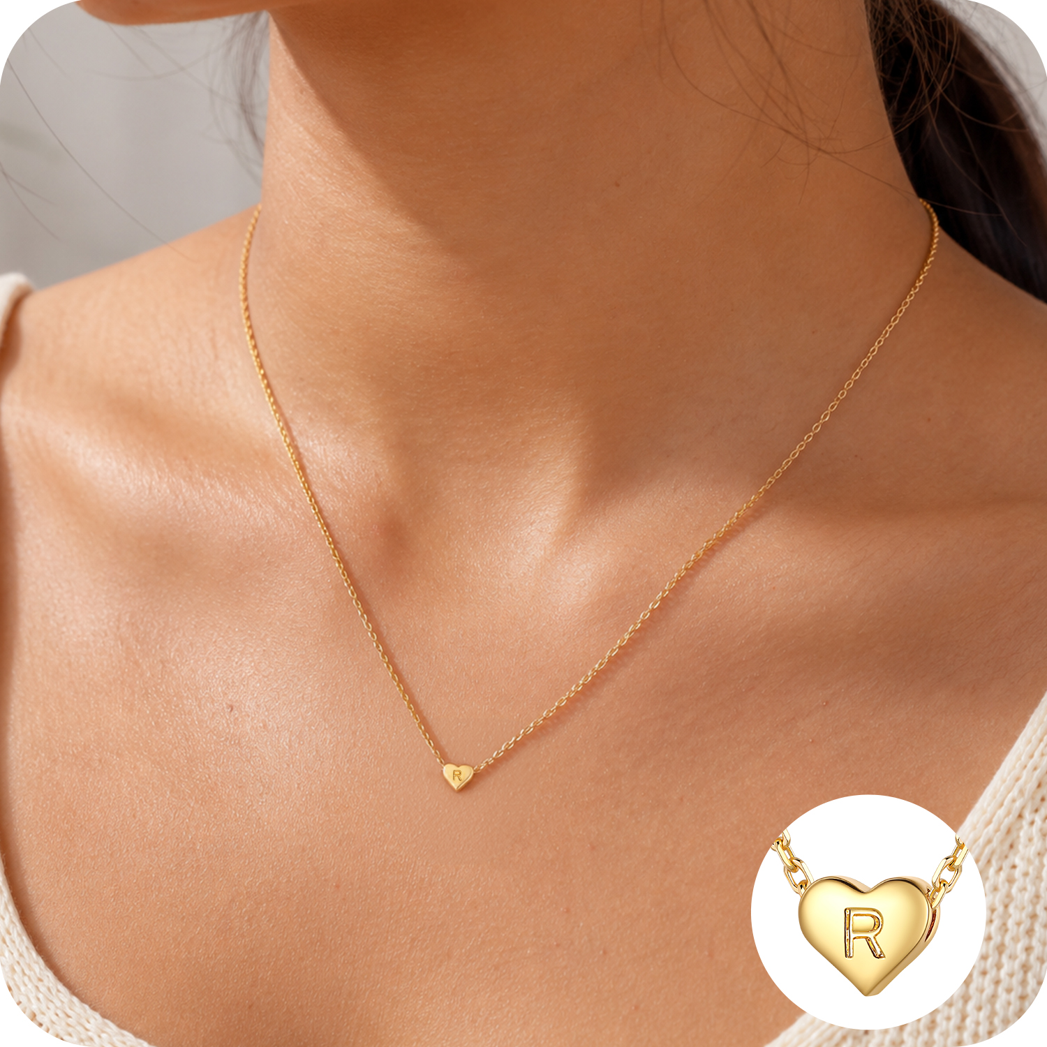 Just Being Cute Heart Necklaces for Women, 14K Gold Plated Love Initial A Pendant Necklace Jewelry Gifts for Her, Birthday/Christmas