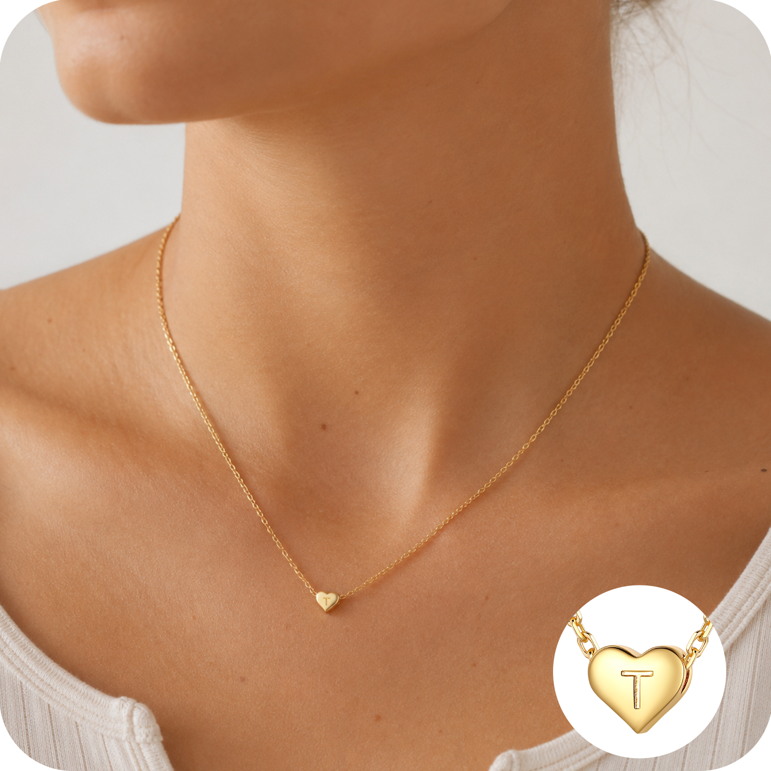 Just Being Cute Heart Necklaces for Women, 14K Gold Plated Love Initial A Pendant Necklace Jewelry Gifts for Her, Birthday/Christmas