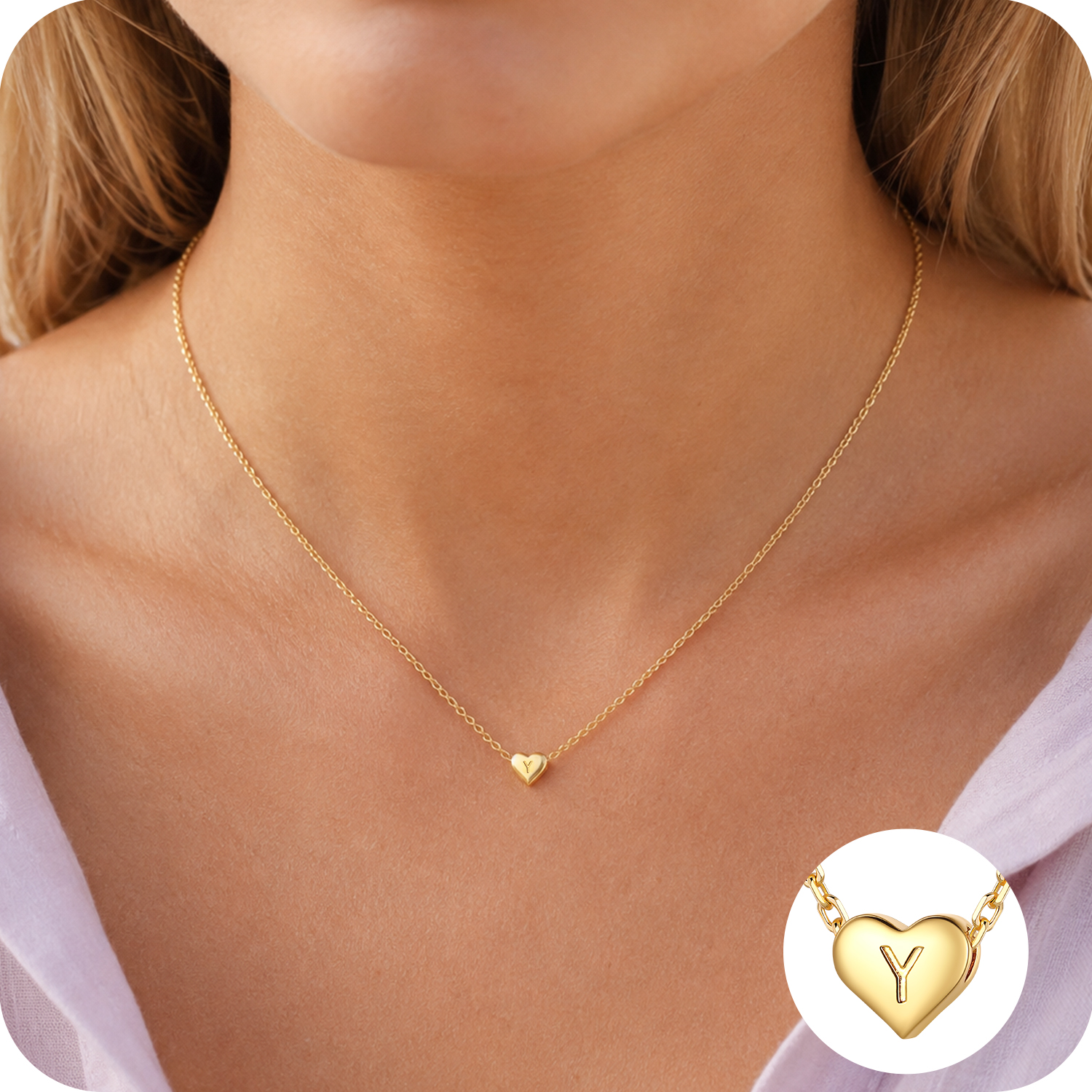 Just Being Cute Heart Necklaces for Women, 14K Gold Plated Love Initial A Pendant Necklace Jewelry Gifts for Her, Birthday/Christmas