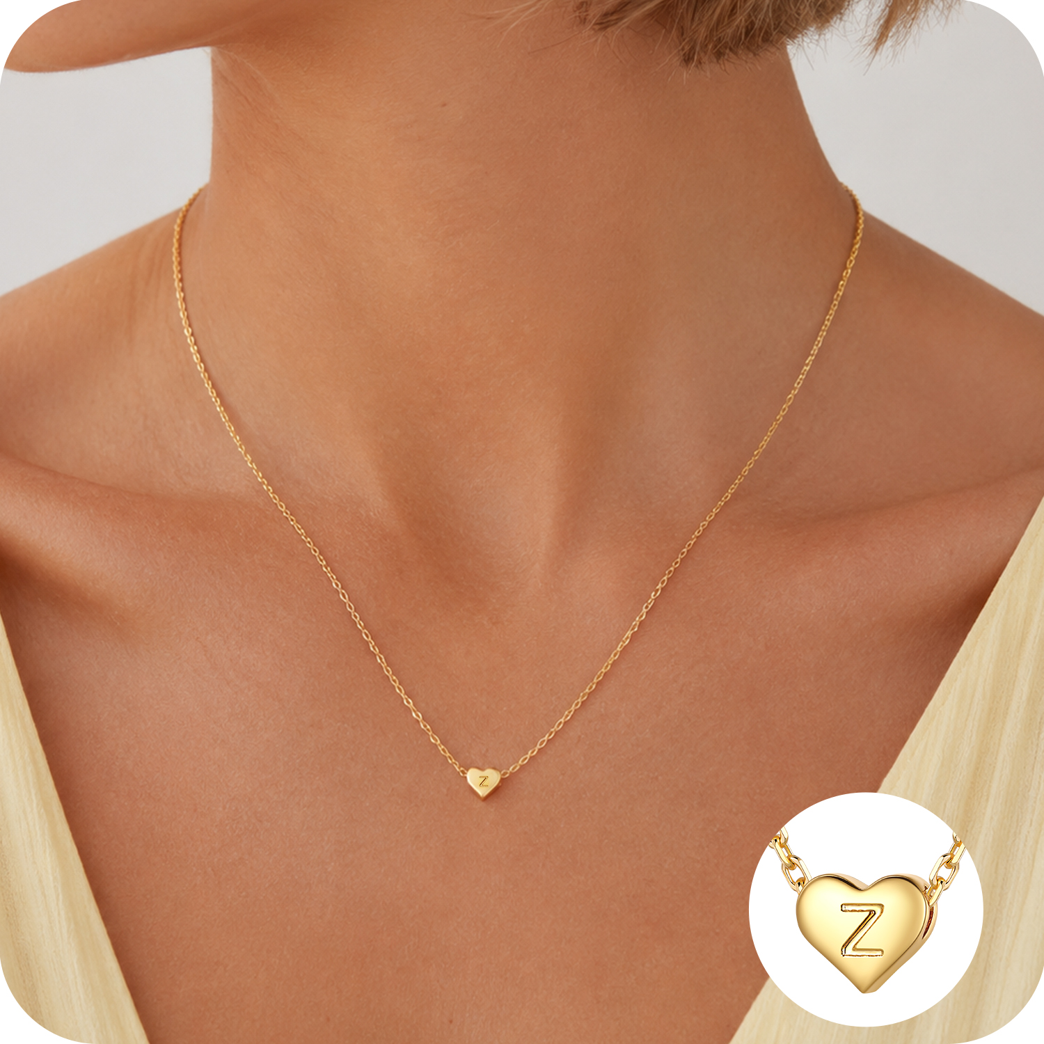 Just Being Cute Heart Necklaces for Women, 14K Gold Plated Love Initial A Pendant Necklace Jewelry Gifts for Her, Birthday/Christmas