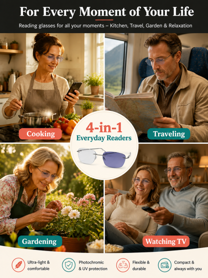 [One Pair of Reading Glasses Does It All] High-Definition Photochromic Reading Glasses