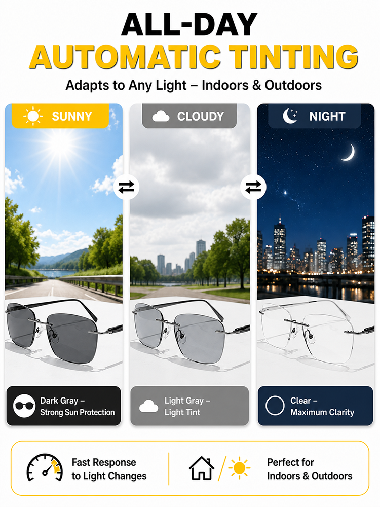[One Pair of Reading Glasses Does It All] High-Definition Photochromic Reading Glasses