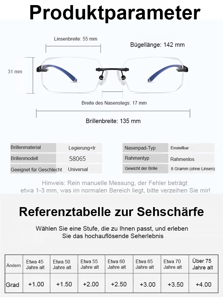 Die Autofokus-Brille: Stufenlose Sehstärke (100-700 Dioptrien) ohne Optiker-Termin.