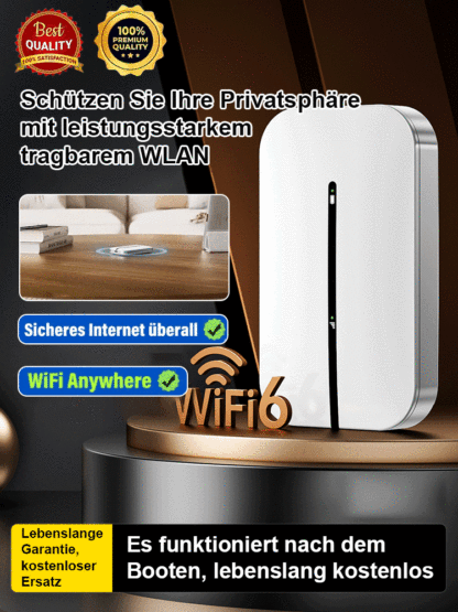 Einmal kaufen, lebenslang kostenlos nutzen: Leistungsstarkes mobiles WLAN für unterwegs mit verschlüsseltem Design für absolute Privatsphäre.