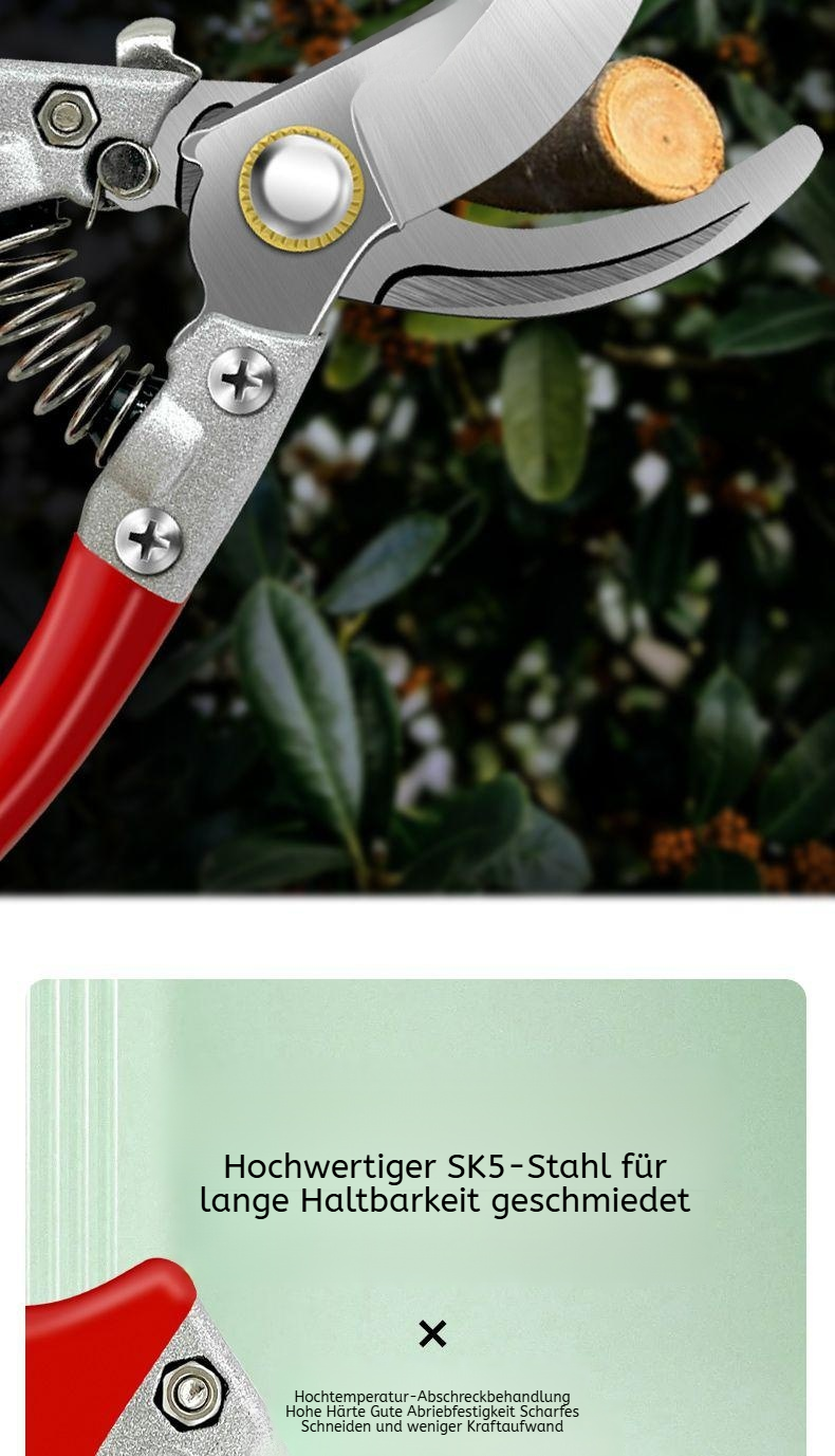 Schneidleistung der SK5 Stahl Gartenschere im Garten