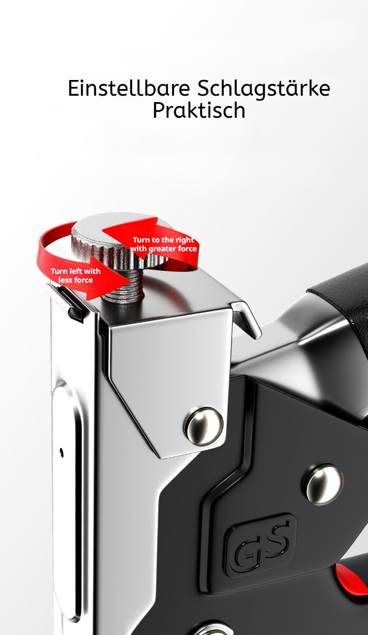 Detailansicht der Druckluft-Nagelpistole mit Magazin