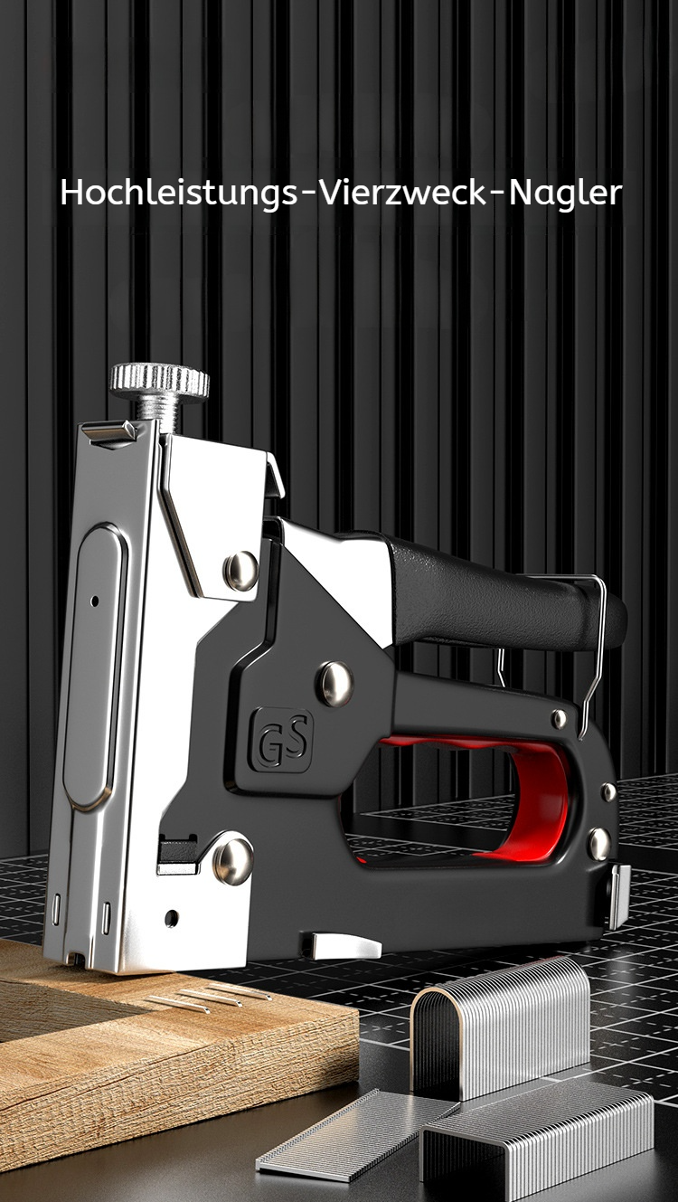 Große Druckluft-Nagelpistole für Holzrahmen in Nahaufnahme