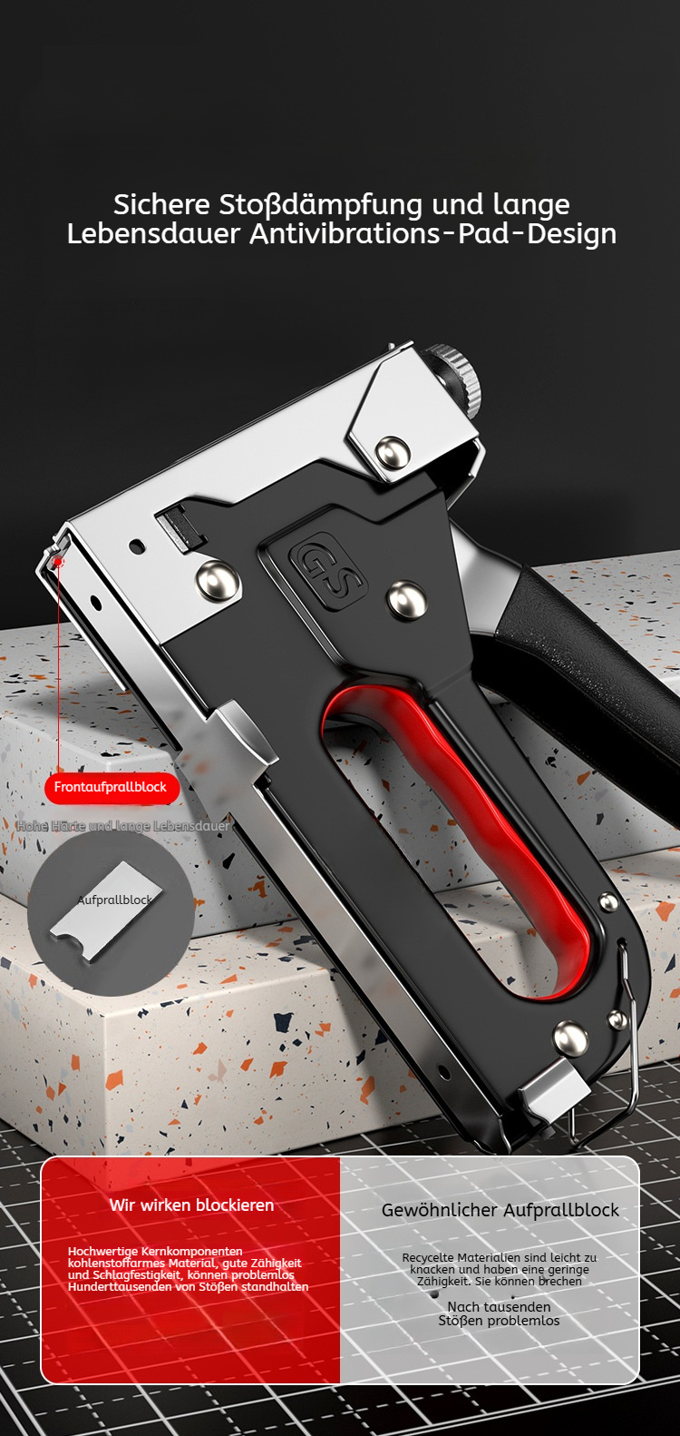 Druckluft-Nagelpistole beim Bau von Holzrahmen