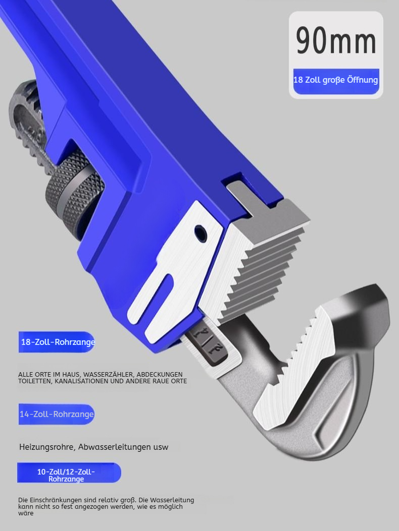 Profi-Rohrzange-geeignet für Wasserleitungen, großer Maulschlüssel