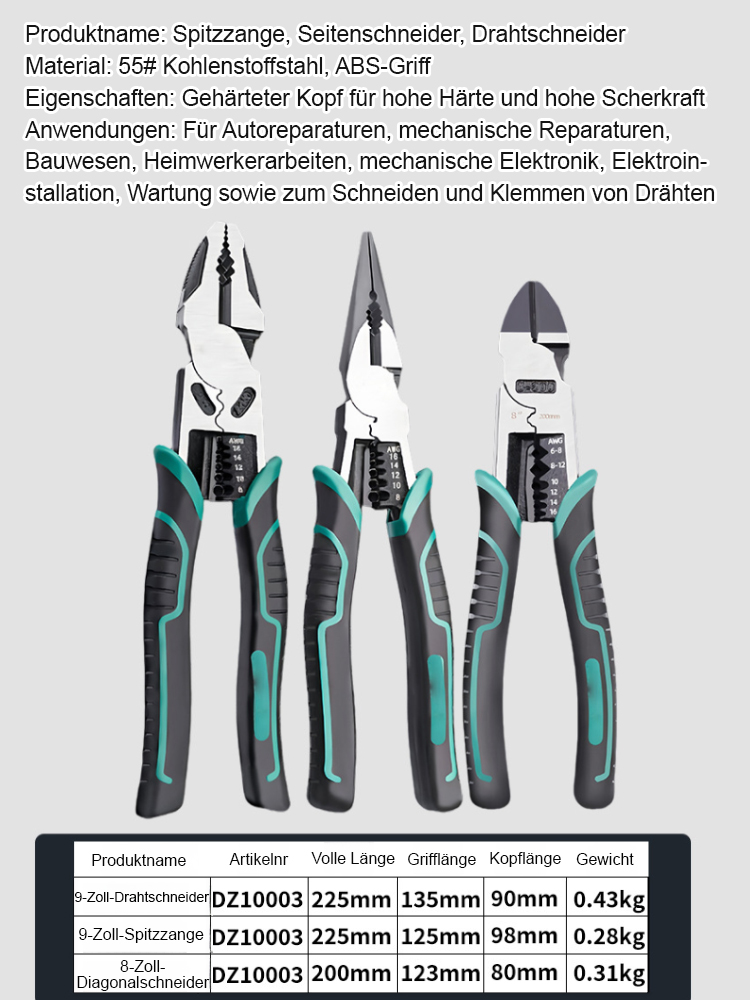 Multifunktionale Hochleistungs-Stahldrahtzange (5-in-1)