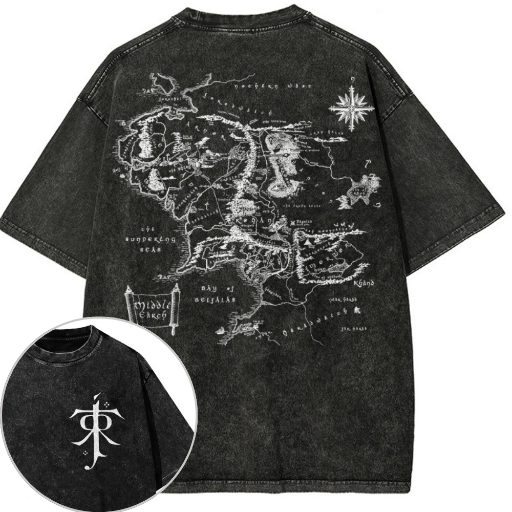 Fantasy Realm Map Washed T-Shirt 