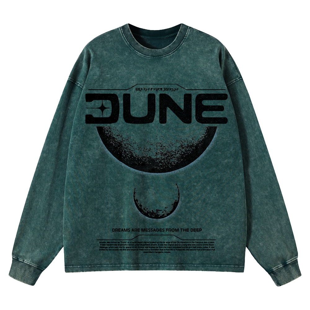 Cosmic & Philosophical Graphic Retro Washed Long-Sleeved T-Shirt