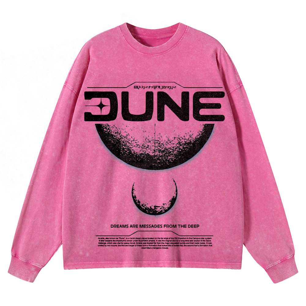 Cosmic & Philosophical Graphic Retro Washed Long-Sleeved T-Shirt