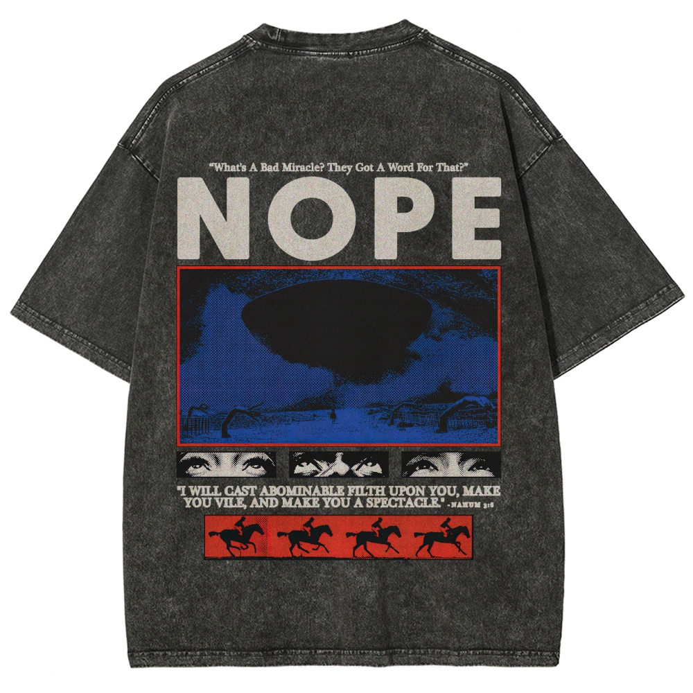 Nope Sci-Fi Horror Graphic Retro Washed T-Shirt