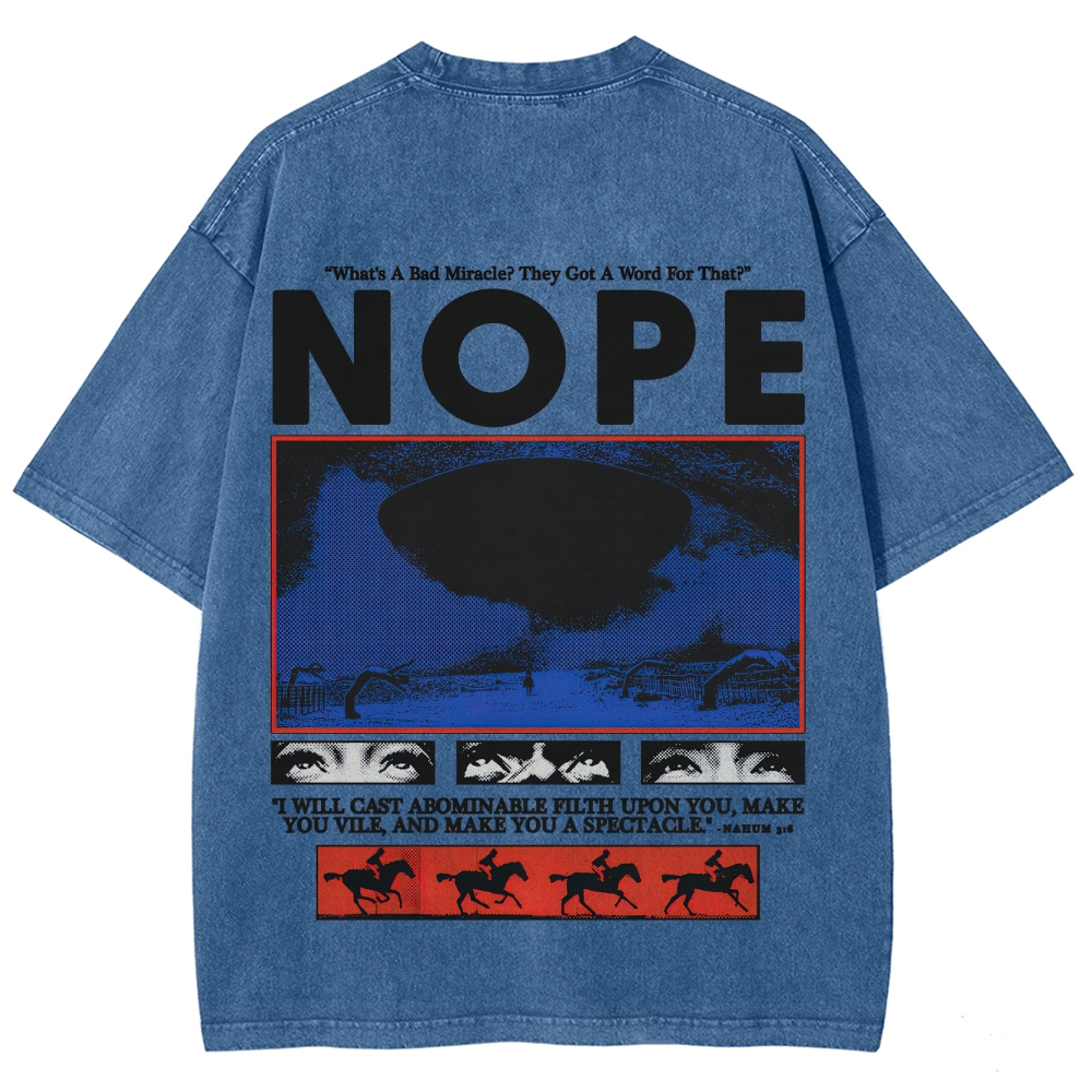 Nope Sci-Fi Horror Graphic Retro Washed T-Shirt