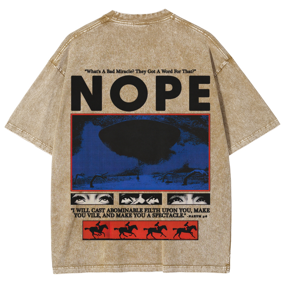 Nope Sci-Fi Horror Graphic Retro Washed T-Shirt