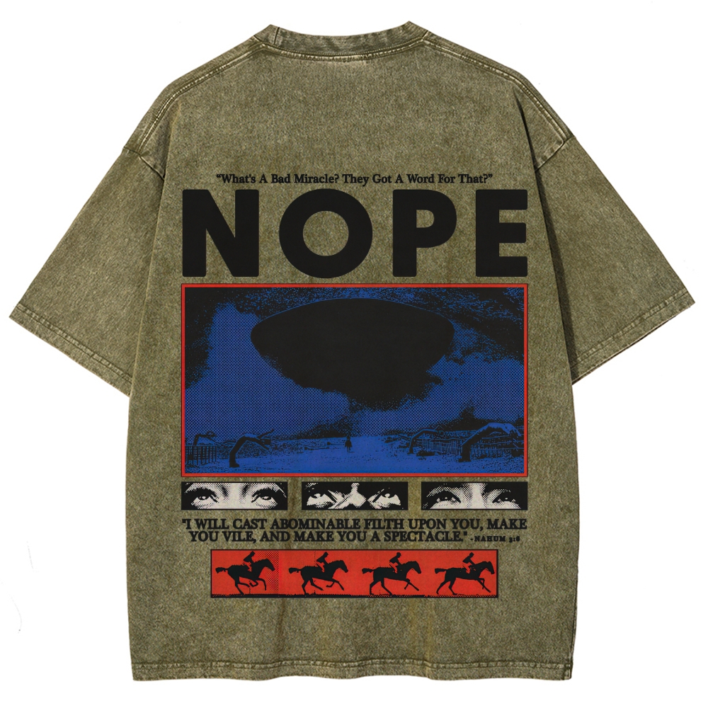 Nope Sci-Fi Horror Graphic Retro Washed T-Shirt