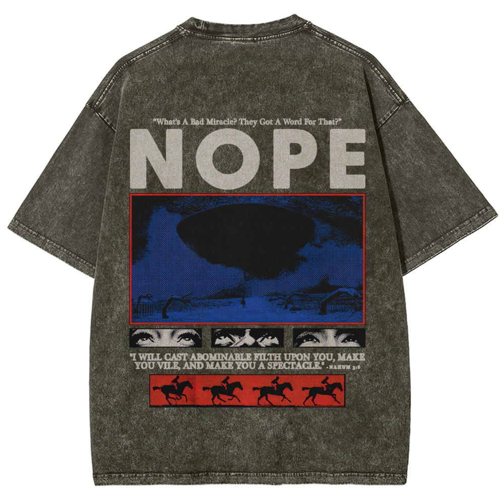 Nope Sci-Fi Horror Graphic Retro Washed T-Shirt