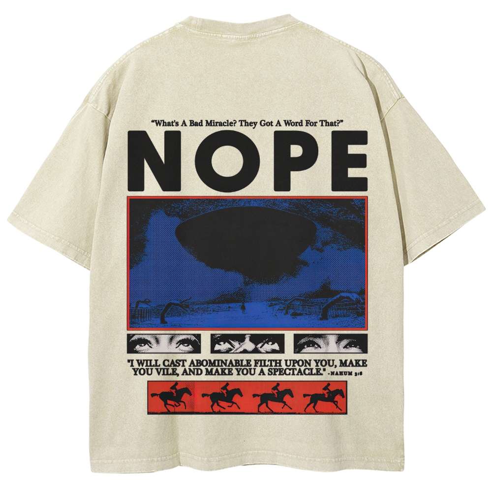 Nope Sci-Fi Horror Graphic Retro Washed T-Shirt