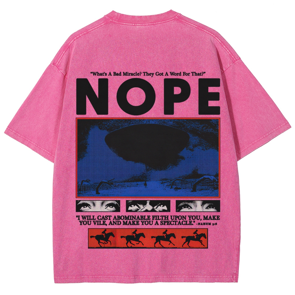 Nope Sci-Fi Horror Graphic Retro Washed T-Shirt