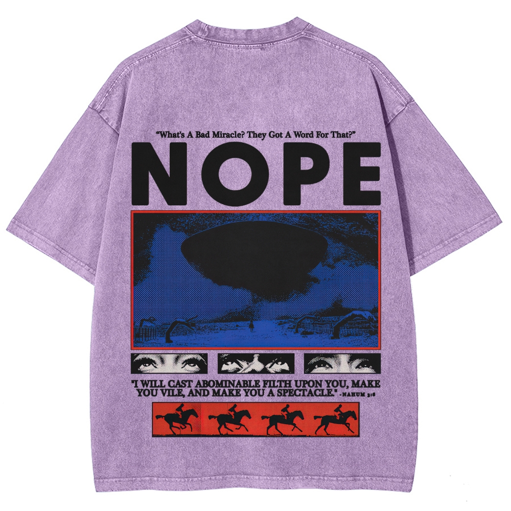 Nope Sci-Fi Horror Graphic Retro Washed T-Shirt