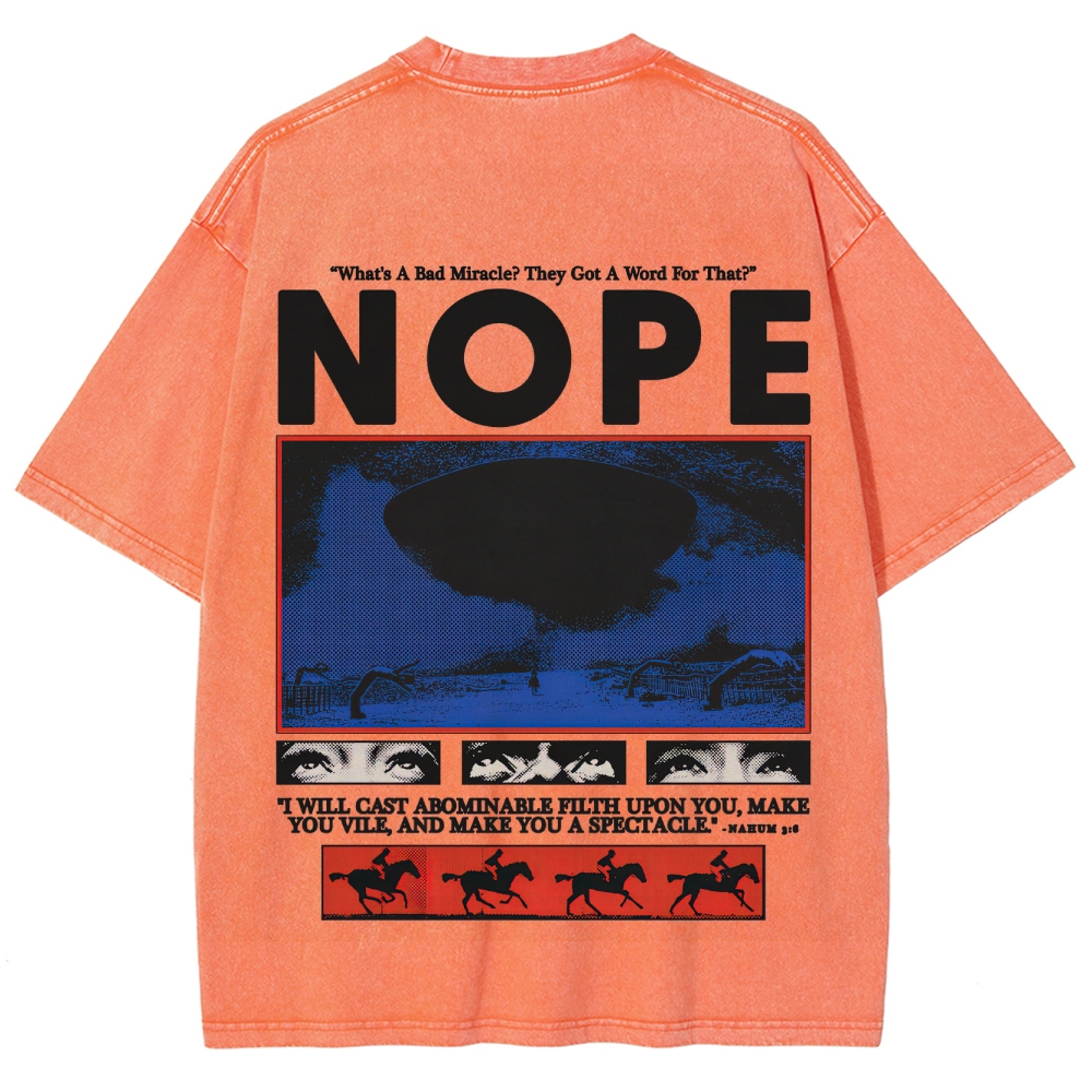 Nope Sci-Fi Horror Graphic Retro Washed T-Shirt