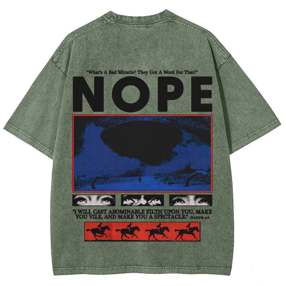 Nope Sci-Fi Horror Graphic Retro Washed T-Shirt