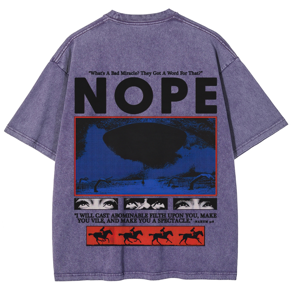 Nope Sci-Fi Horror Graphic Retro Washed T-Shirt
