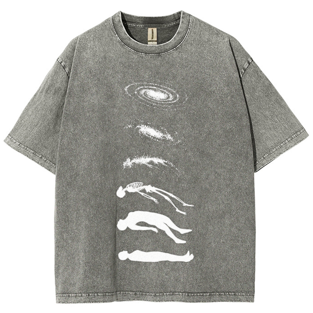 Galaxy & Human Evolution Graphic Washed T-Shirt 