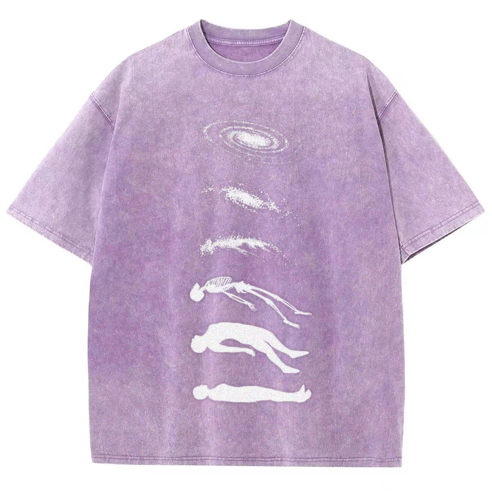 Galaxy & Human Evolution Graphic Washed T-Shirt 