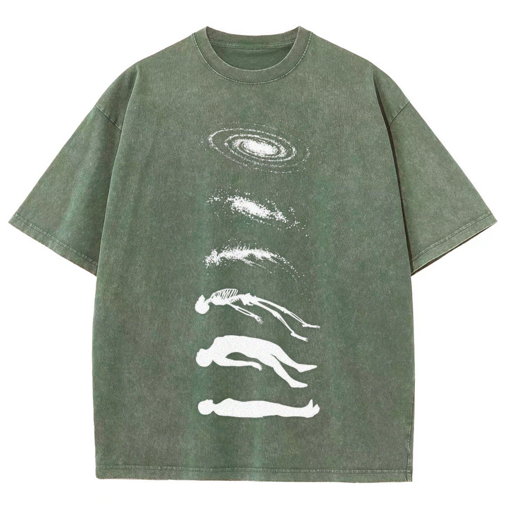 Galaxy & Human Evolution Graphic Washed T-Shirt 