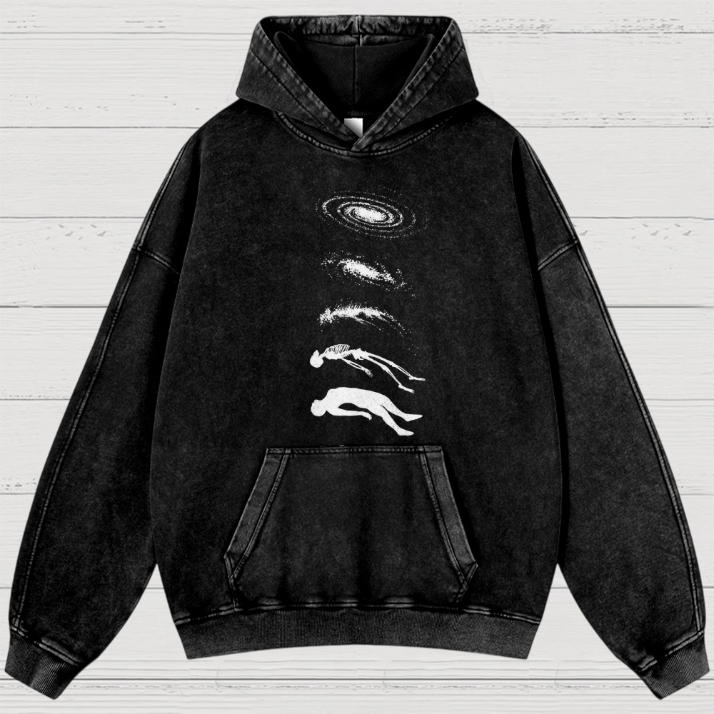  Galaxy & Human Evolution Graphic Washed Hoodies