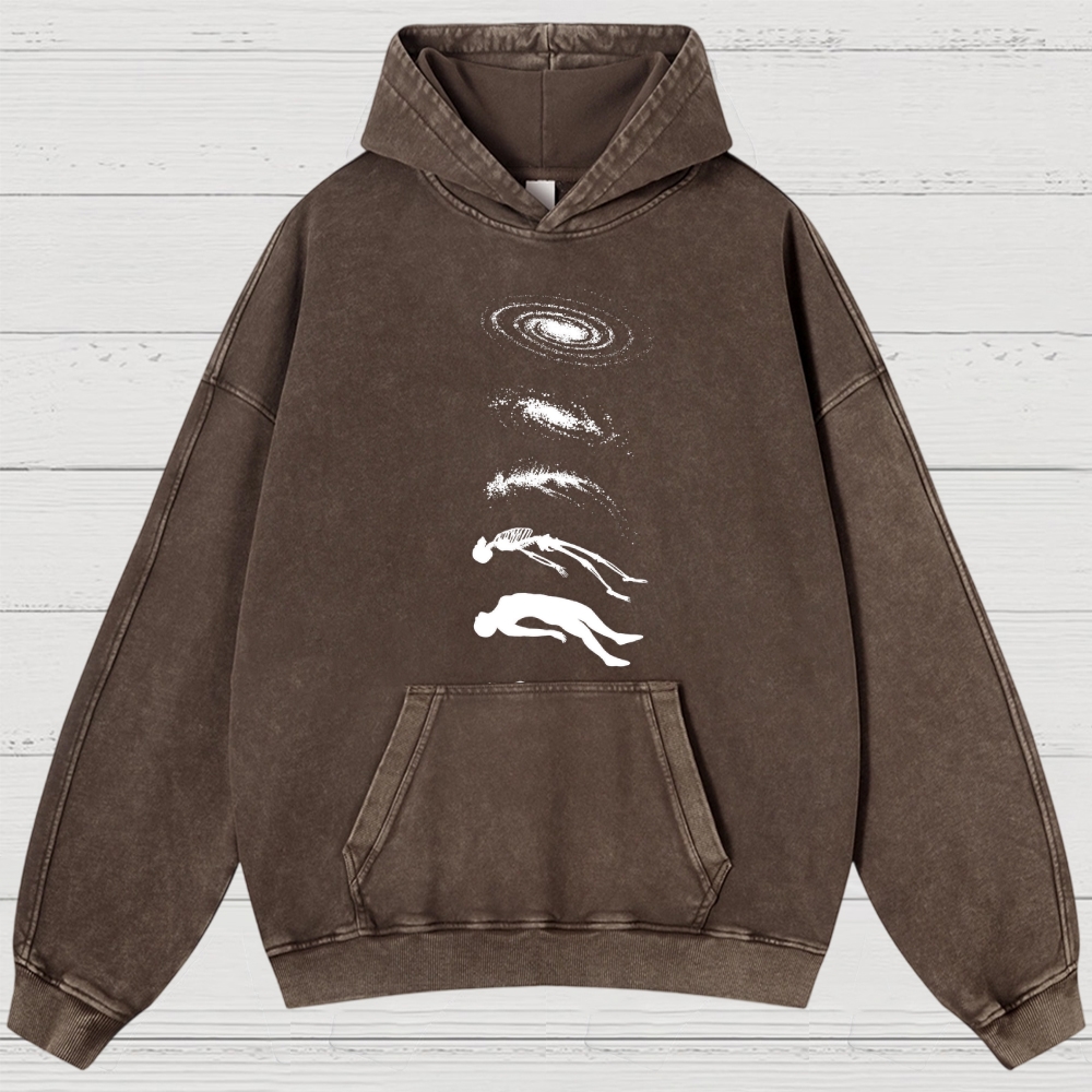  Galaxy & Human Evolution Graphic Washed Hoodies