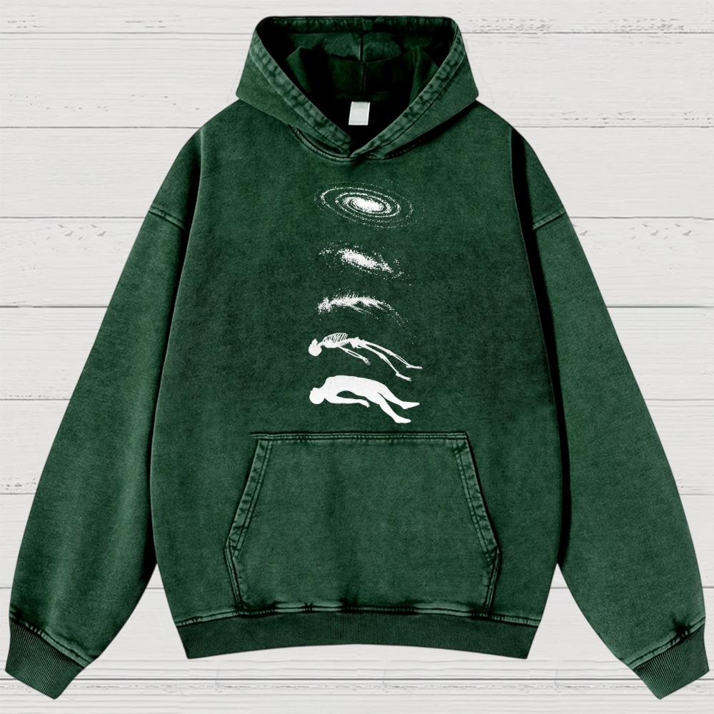  Galaxy & Human Evolution Graphic Washed Hoodies