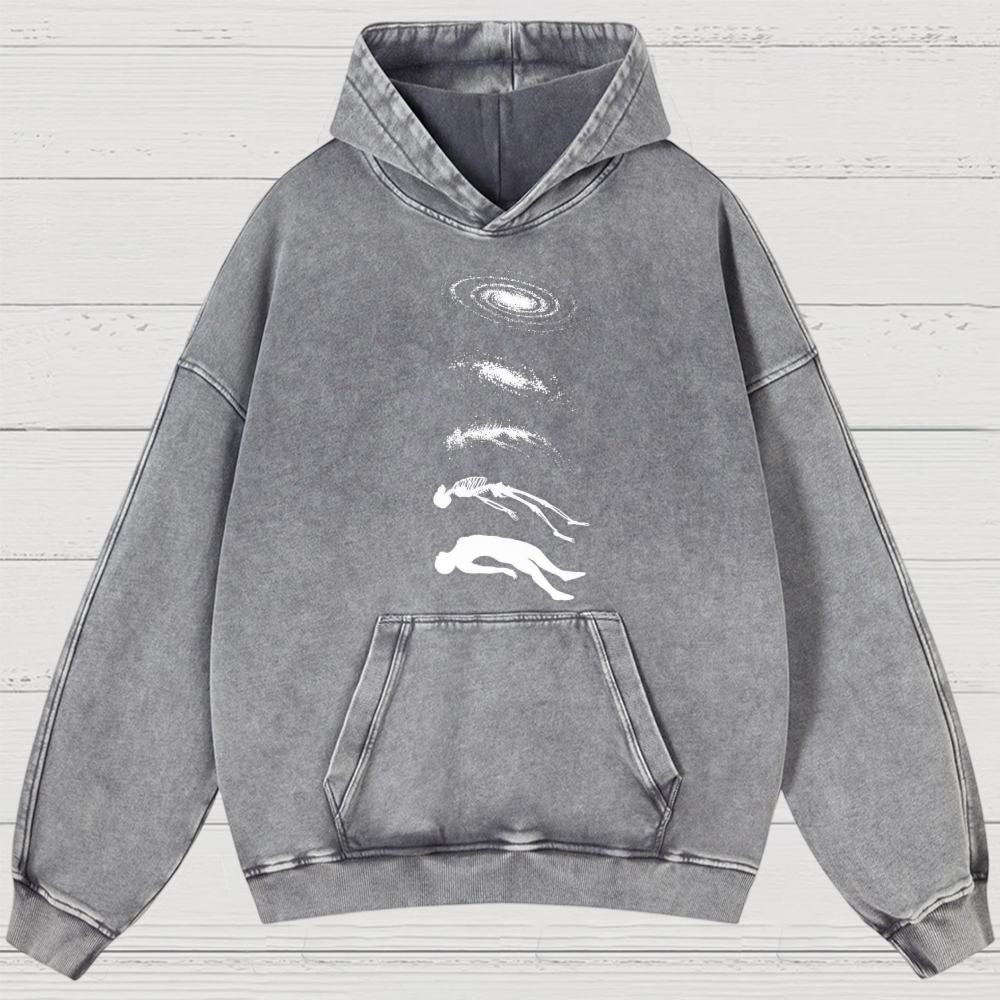  Galaxy & Human Evolution Graphic Washed Hoodies