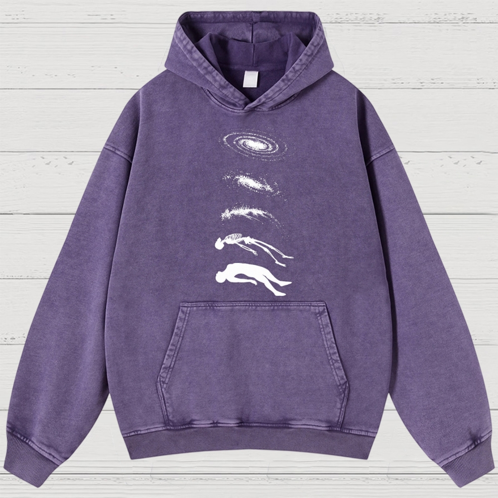  Galaxy & Human Evolution Graphic Washed Hoodies