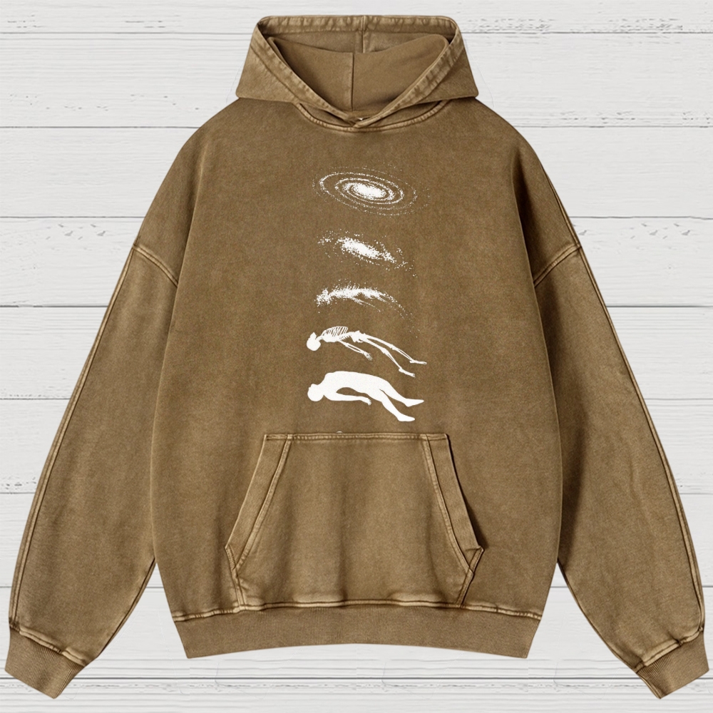  Galaxy & Human Evolution Graphic Washed Hoodies