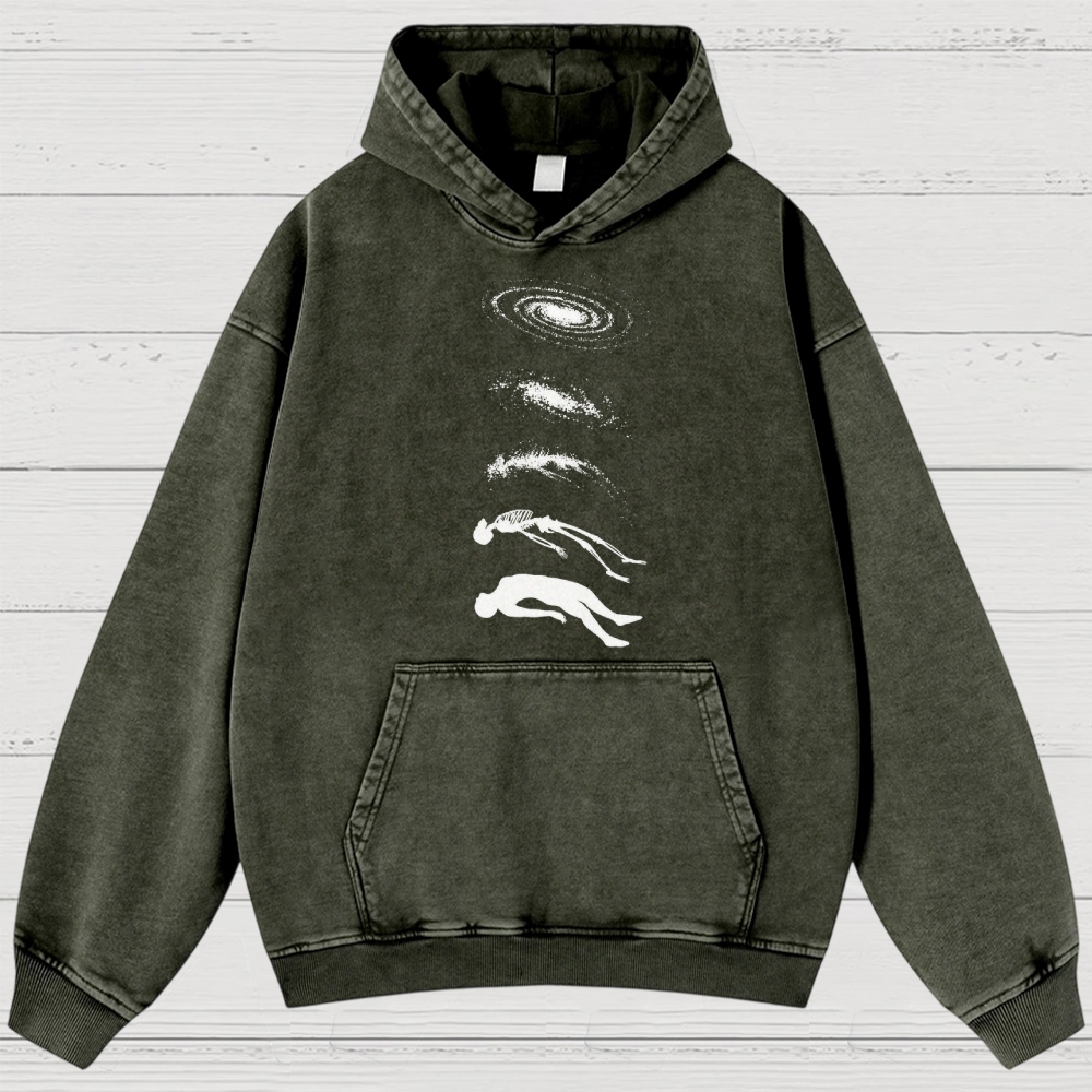  Galaxy & Human Evolution Graphic Washed Hoodies