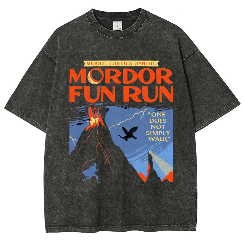 Mordor Fun Run Retro Washed T-Shirt 
